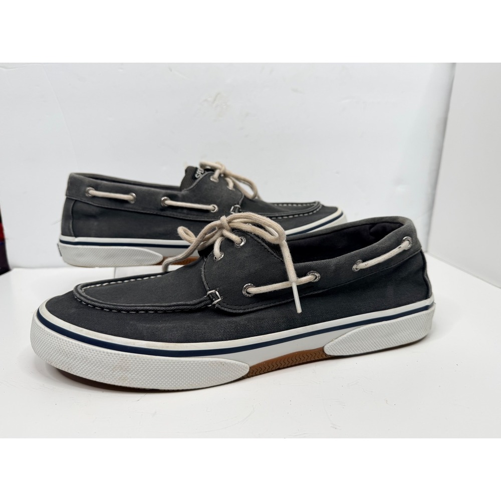 Sperry Top Sider Boat Shoes Men's 12 Gray Canvas STS23586 Casual Lace Up
